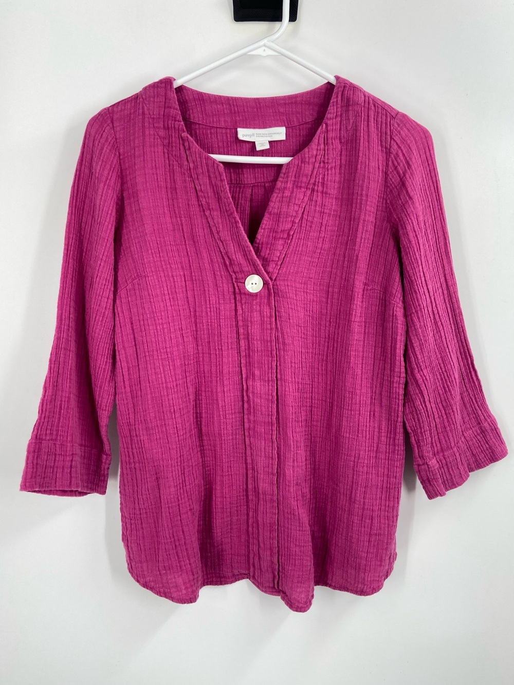 J. Jill Organically Grown Cotton Gauze Top XS Petite Pink